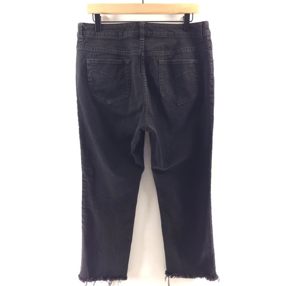 Chico's Women Jeans Platinum Size 2 Black Cropped Straight Leg Raw Frayed Hem - Picture 3 of 9
